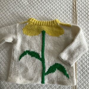Yellow Flower Knit Sweater